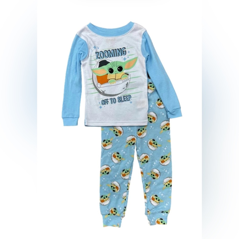 Star Wars The Mandalorian Boys Blue 2-PC Grogu Baby Yoda Long Sleeve Pajamas